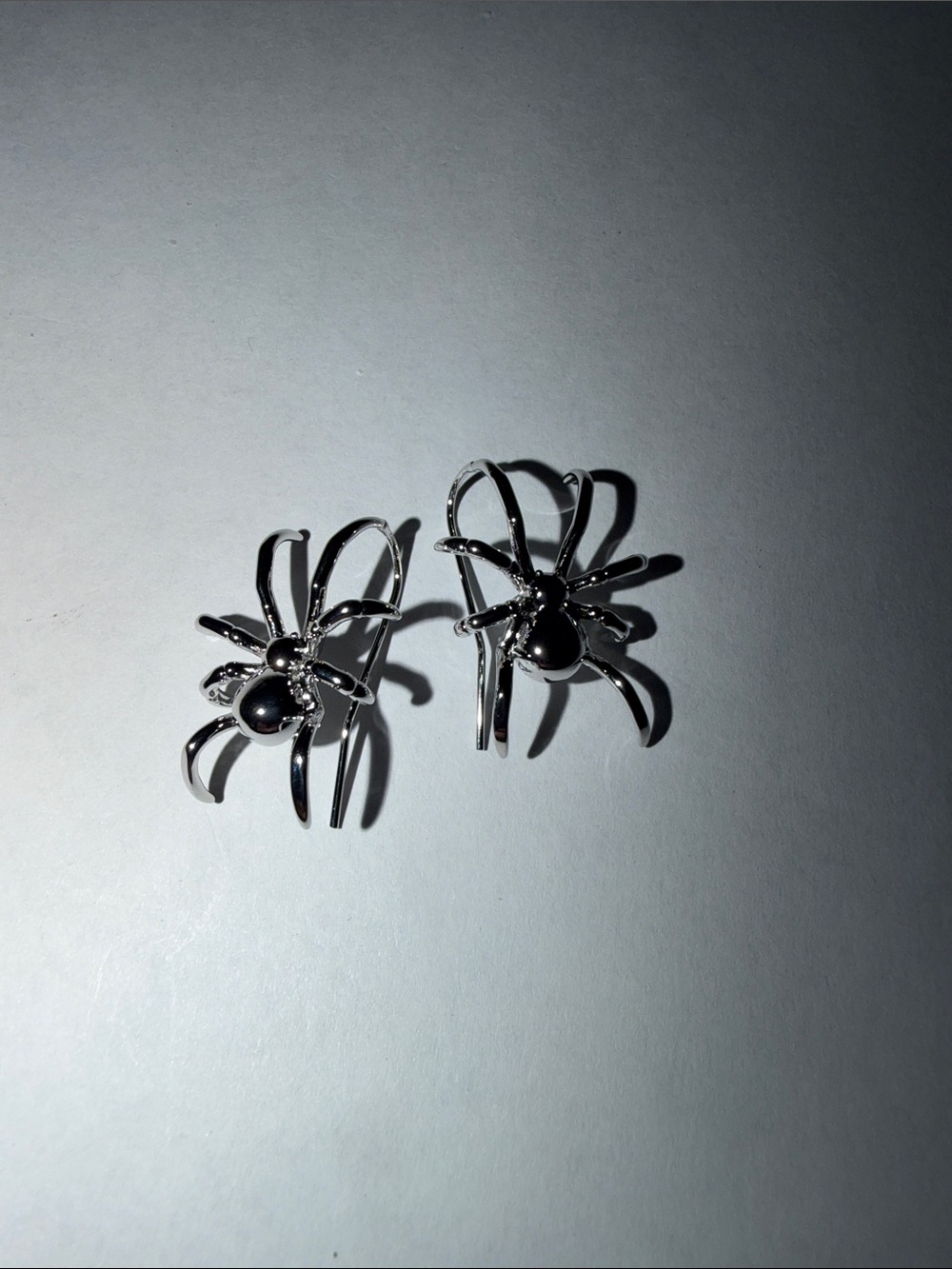 Silver Spider Pierced Earrings